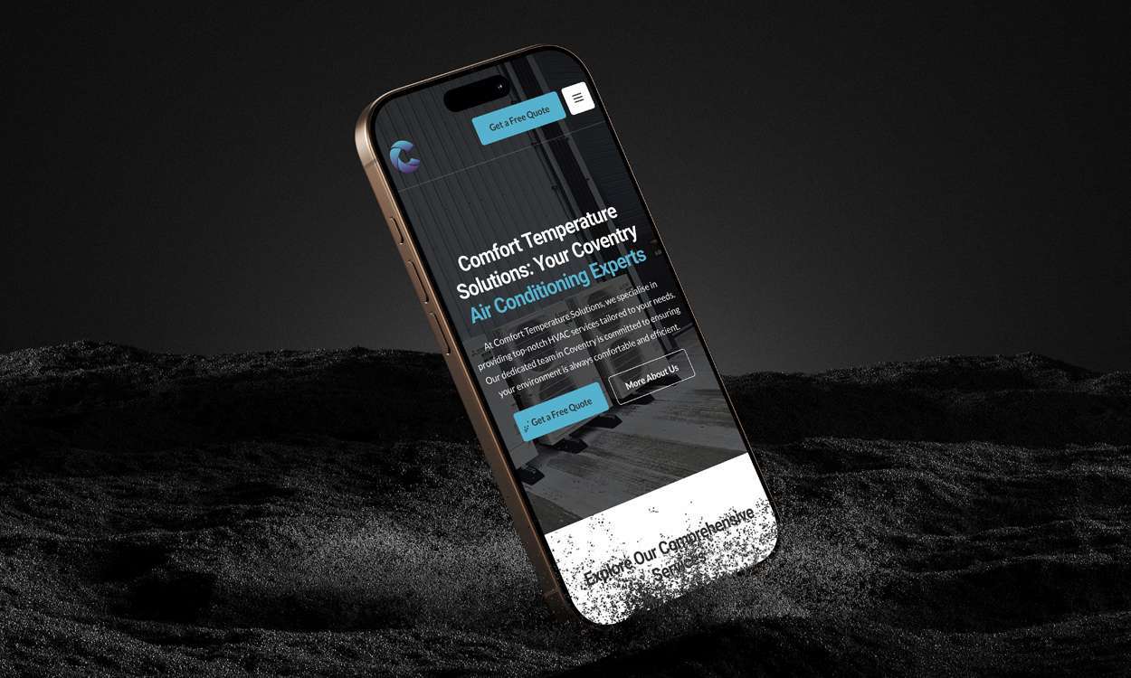 CTS website mockup on a phone