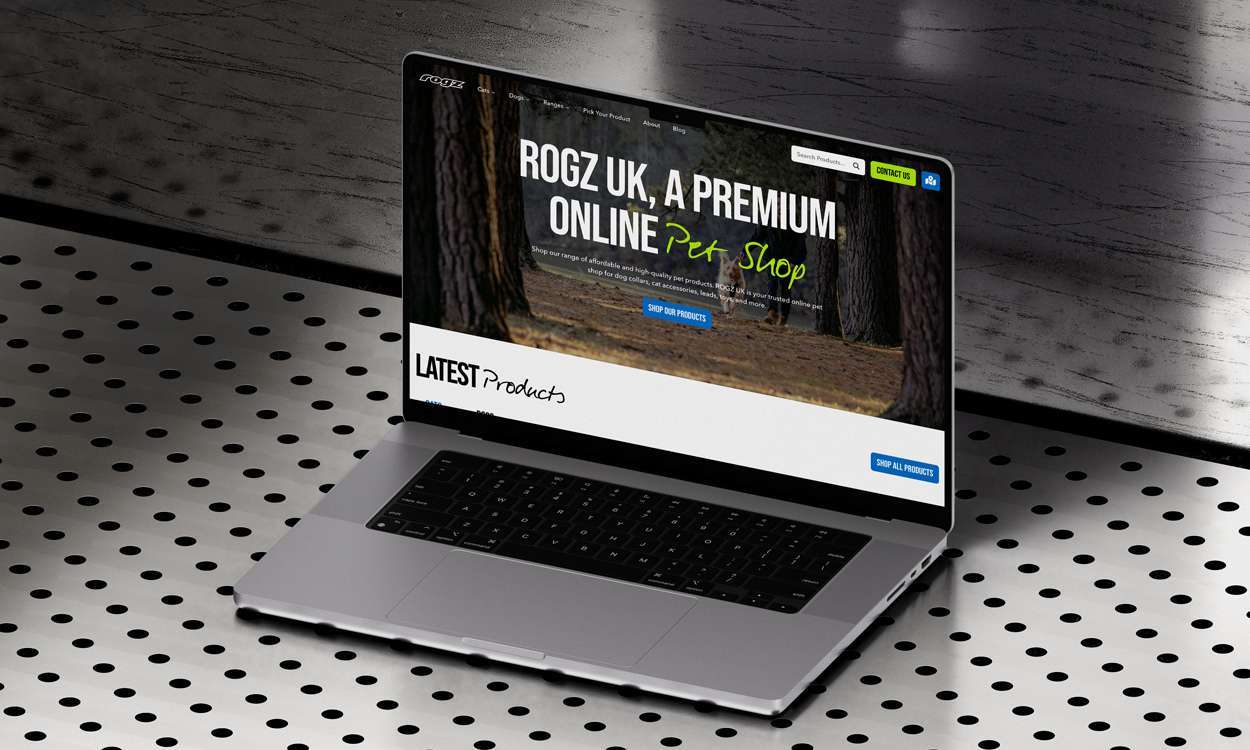 ROGZ UK Website mockup on a laptop