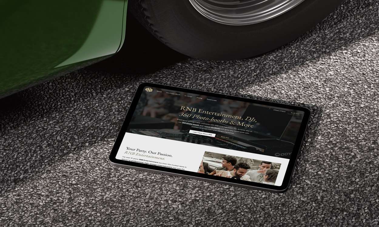 RNB Entertainment Website on a Tablet