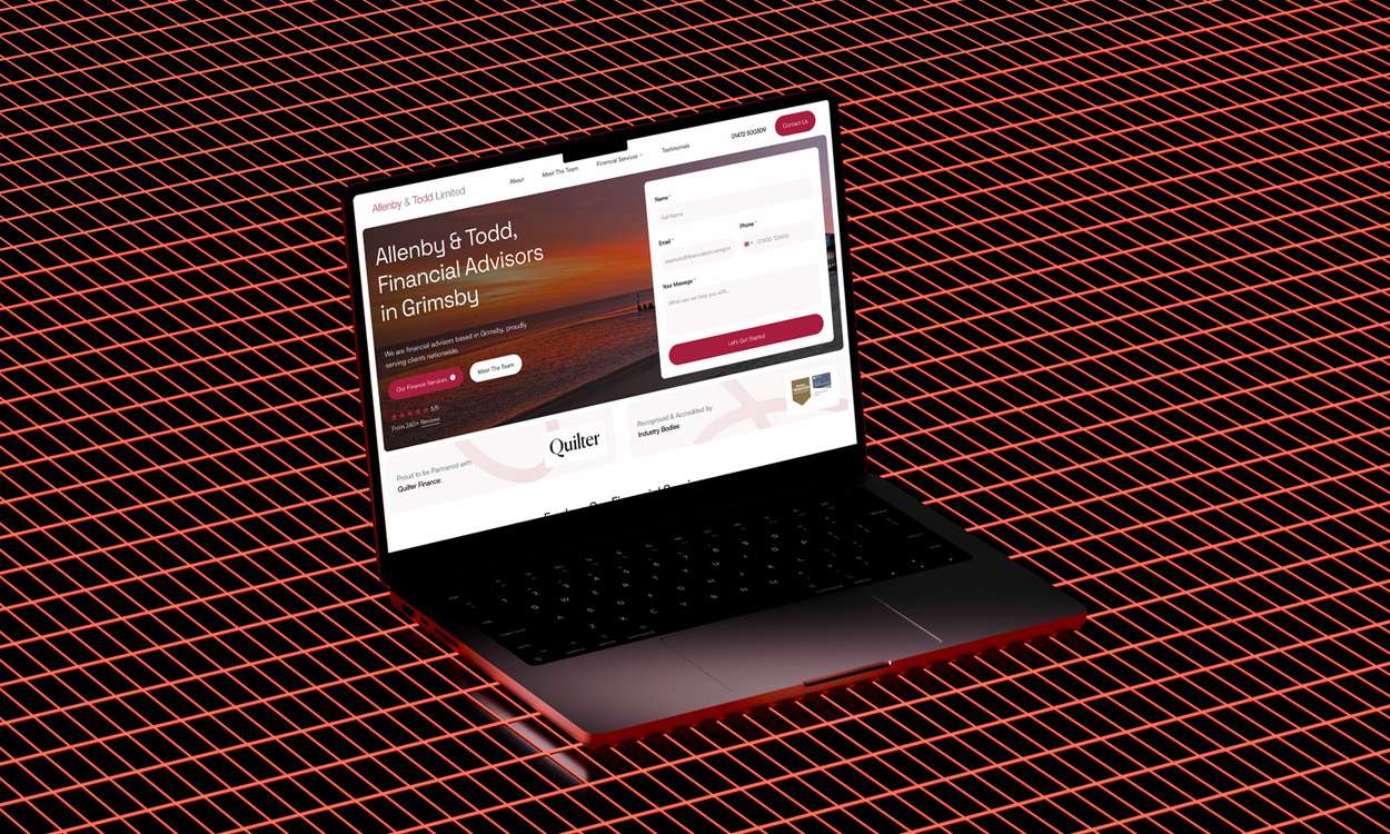 Allenby & Todd Website Mockup on a Laptop