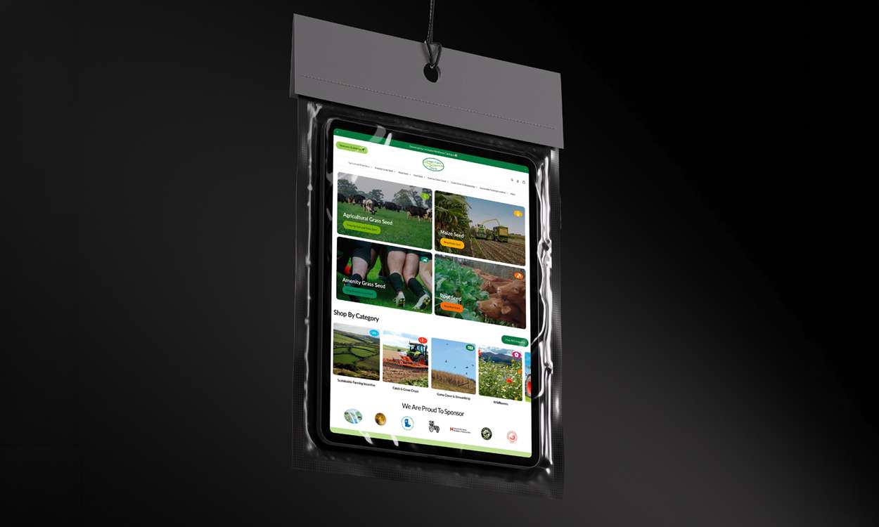 Green Farm Seeds Website Mockup on an IPad