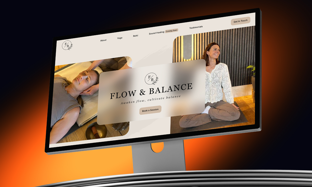 Flow & Balance Website Mockup on a Desktop